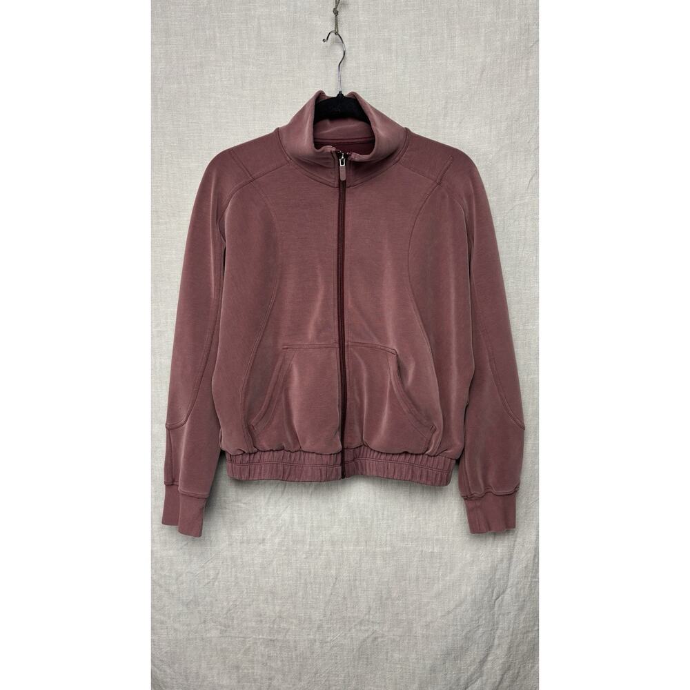 Lululemon Brushed Softstreme Funnel-Neck Zip Up Red Merlot Women Size 8